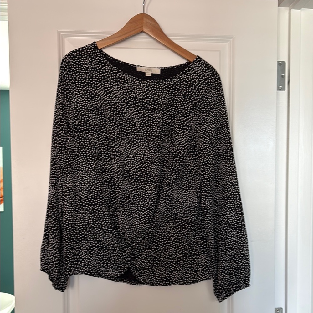 Black and White Polka Dot Twist Front Women's Top